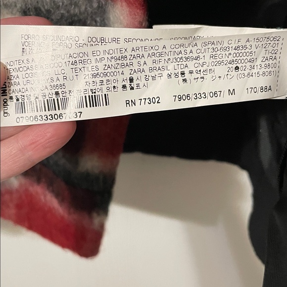 Zara Basic Like New Buffalo Plaid Red & Black Wool Mohair Teddy Jacket Medium - Picture 12 of 12